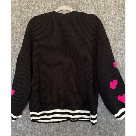 New! Torrid Drop Shoulder Cardigan Hearts Black Pink Preppy Sweater Size 2 2XL - Picture 8 of 8